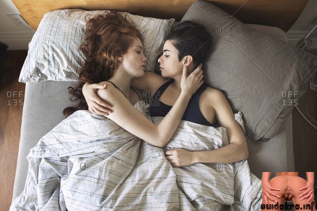 couple offset looking lesbian angle each bed dissolve