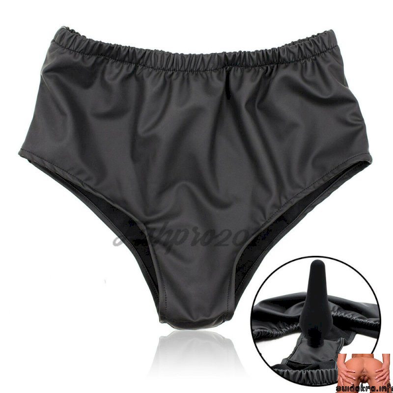 leather female dildo men anal masterbating mens pants patent panties wear toys butt latex male anal briefs shorts plug silicone bondage underwear